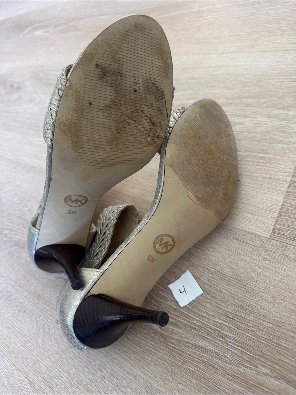 Michael Kors Braided Metallic Ankle-Strap Heels - Gold - Picture 5 of 6